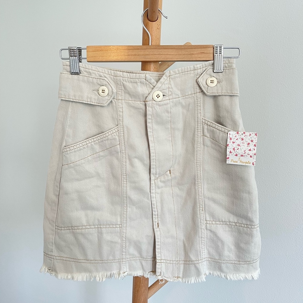 NWT Cream/Salt Free People Alpha Utility Mini Skirt Size 2